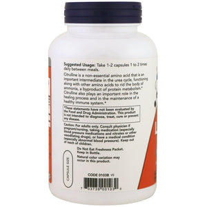 Now Foods L-Citrulline 750 mg 180 Vcaps - 0103 - The Oasis of Health