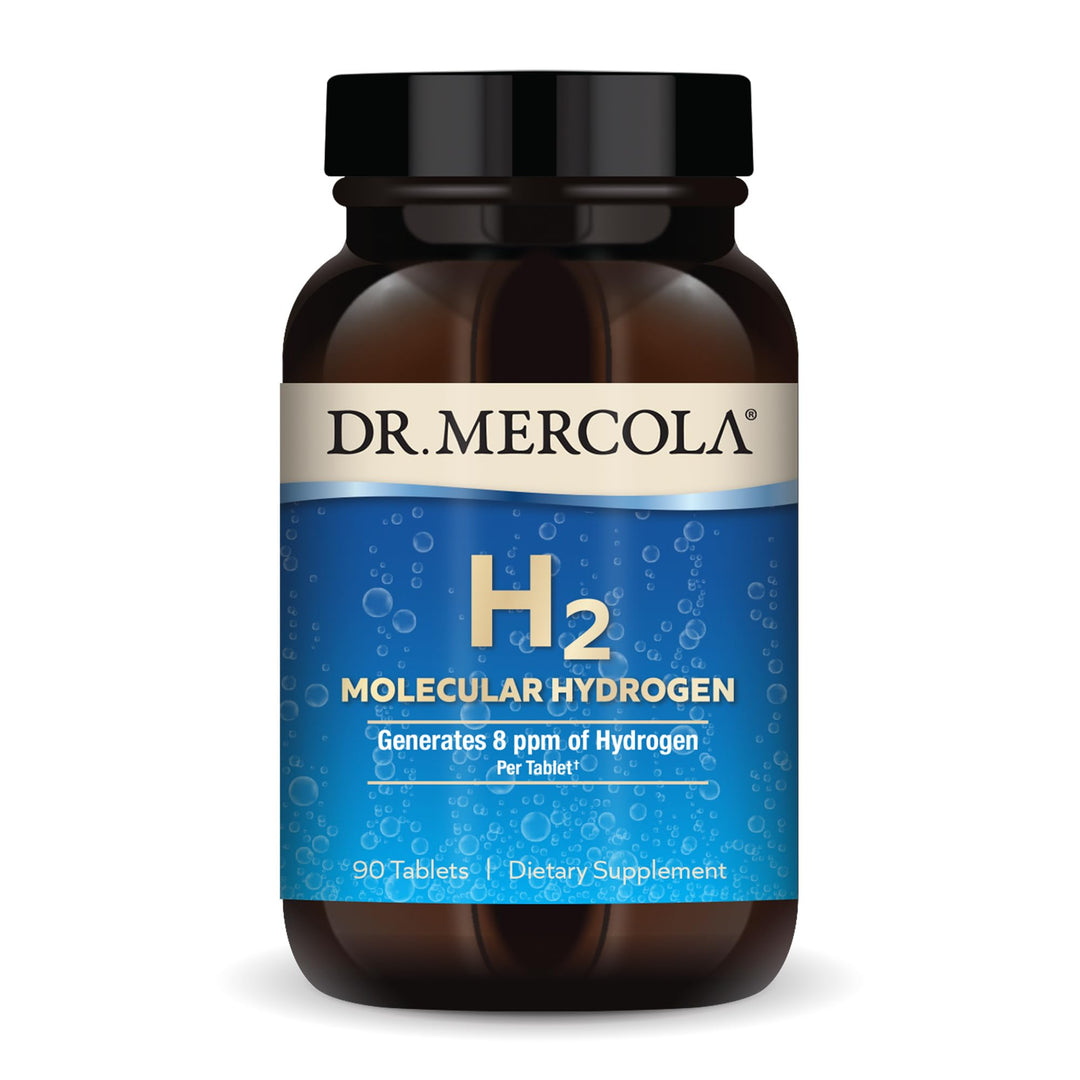 Dr. Mercola H2 Molecular Hydrogen Tablets, Creates Hydrogen Rich Water (8 ppm), Supports Cellular Energy, Brain Health &amp; Healthy Aging, Elemental Magnesium, Non-GMO, 90 Servings