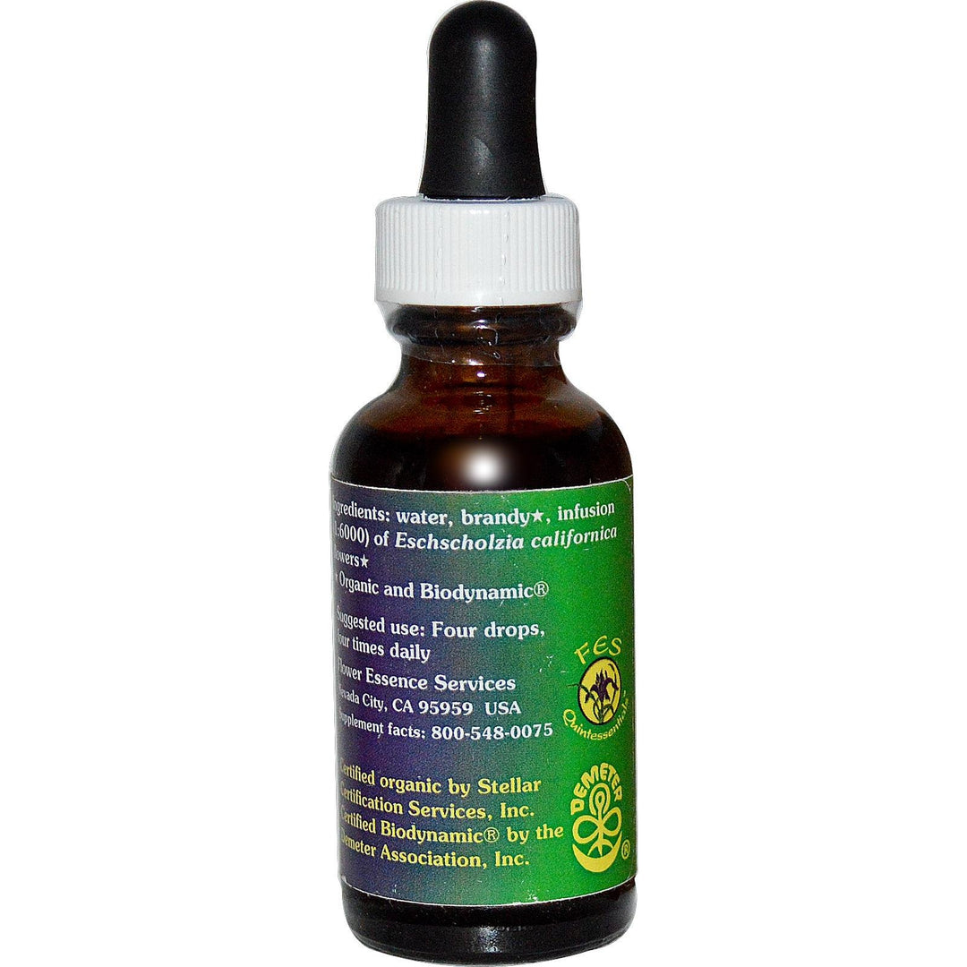 California Poppy Dropper Flower Essence Services 1 oz Liquid