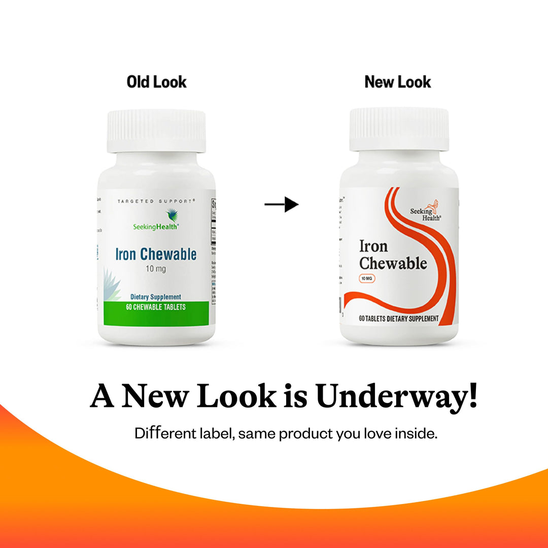 Seeking Health Iron Chewable - Mineral Supplement to Support Healthy Metabolism - Supplement Aids Muscle Function in Men &amp; Women - Energy Support Supplement - 10 mg, 60 Tablets