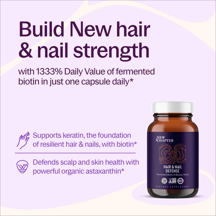 New Chapter Hair Skin &amp; Nails Vitamins - 1333% DV Biotin + Clinical-Strength Astaxanthin 4mg - Supports Keratin, Protects Collagen, Healthy Hair Growth - 1 Capsule Daily, 3rd Party Tested, 30 Count