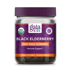 Gaia Herbs GaiaKids Black Elderberry Daily Gummies for Kids - Delicious Immune Support Supplement - Certified Organic Black Elderberries for Immune System Support - 40 Gummies (40-Day Supply)