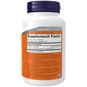 Now Foods Acetyl-L-Carnitine 750 mg 90 Tablets - 0081 - The Oasis of Health