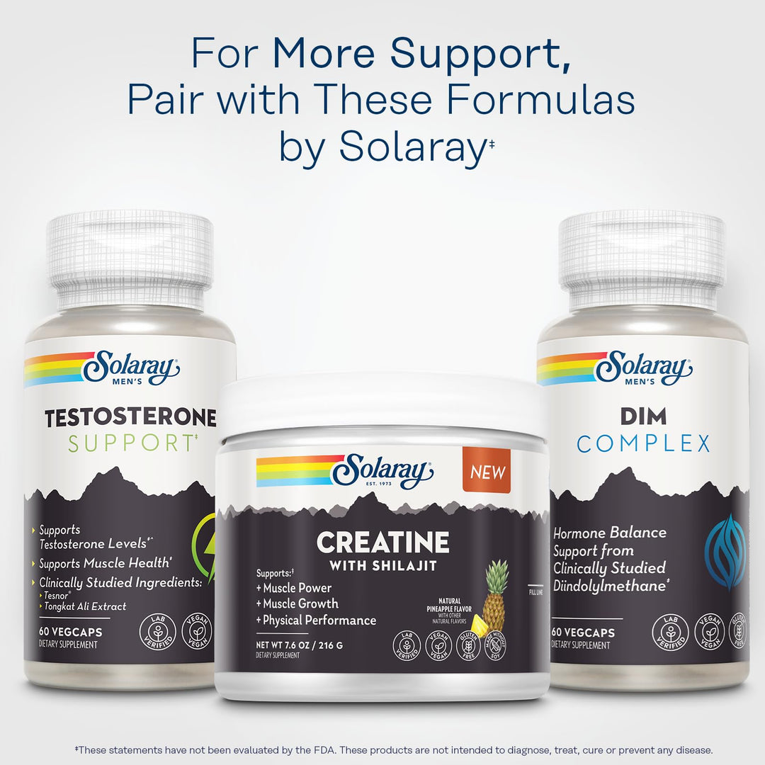 SOLARAY Creatine with Shilajit – Muscle Power and Growth Support with Creatine Monohydrate and L-Leucine Amino Acids – Natural Pineapple Flavor – Vegan, Gluten Free – 30 Servings, 7.6 OZ