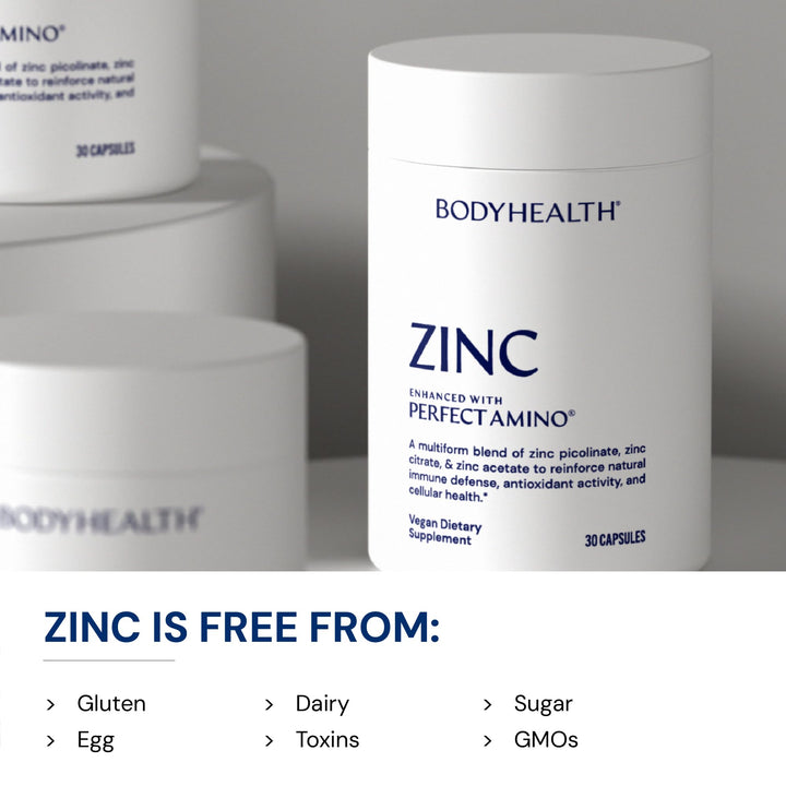 BodyHealth Zinc 30mg - Supplement for Growth &amp; Development, Antioxidant Activity - Natural Immune Defense &amp; Cellular Health - 30 Capsules