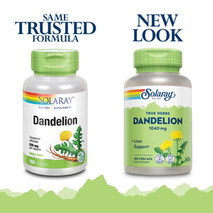SOLARAY Dandelion Root 1040mg | Healthy Liver, Kidney, Digestion & Water Balance Support | Whole Root | Non-GMO, Vegan & Lab Verified | 180 VegCaps - The Oasis of Health