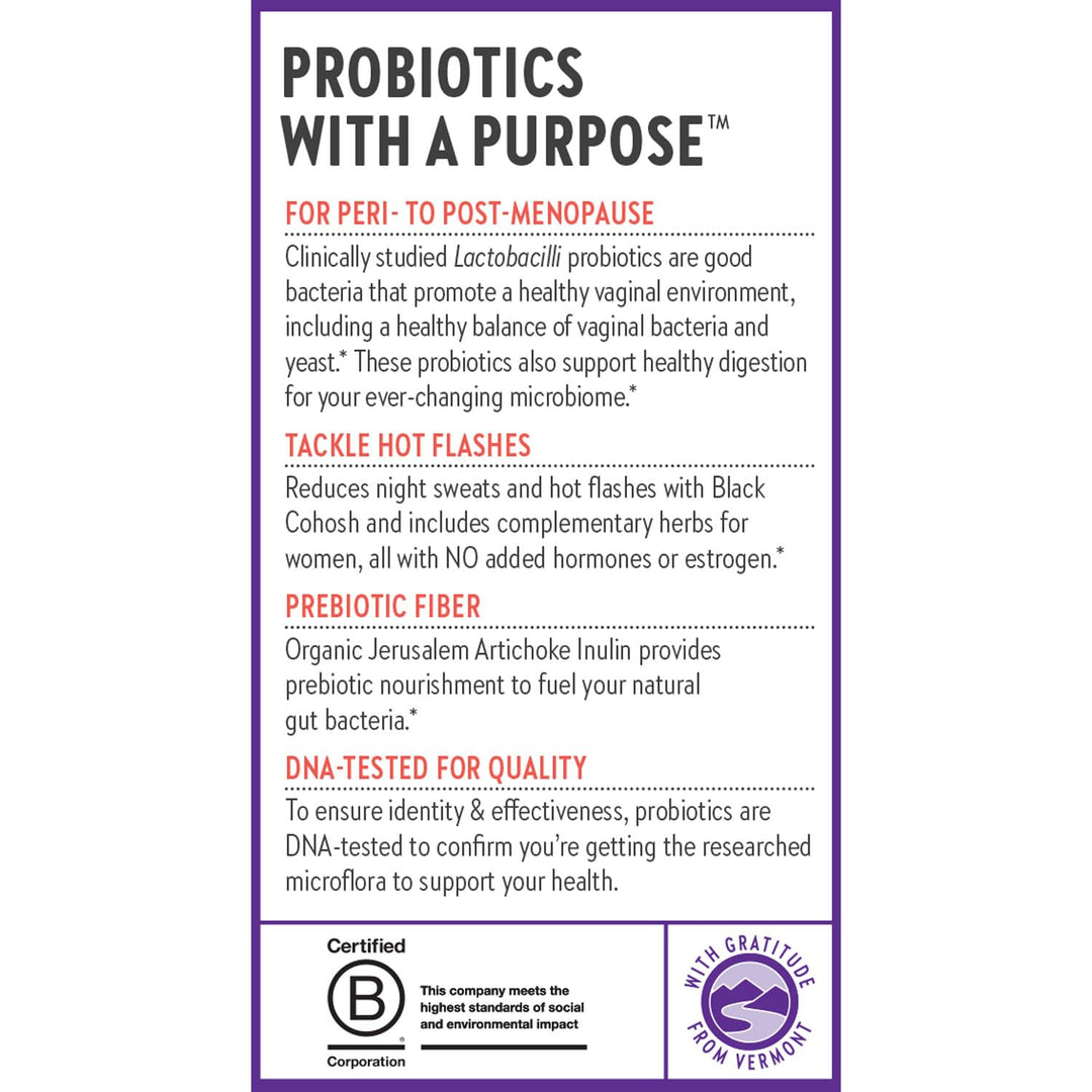 New Chapter All-Flora Probiotic Menopause Balance, Ultra-Concentrated Probiotics for Women with Black Cohosh for Menopause Hot Flashes, 100% Vegan, 30 Vegan Capsules