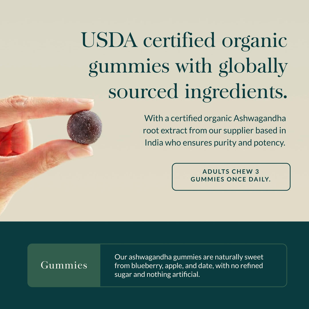 Gaia Herbs Organic Ashwagandha Gummies - Stress Support* - Made with Cinnamon &amp; Ginger - Gluten Free &amp; Vegan - 120 Count (40 Servings)