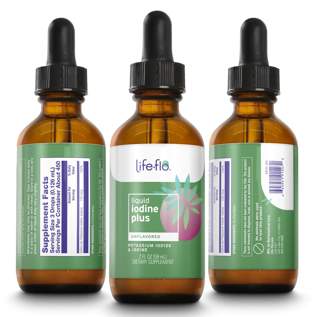 Life-flo Liquid Iodine Plus 150 mcg, Iodine Supplement for Thyroid Support,* Healthy Energy &amp; Metabolism Formula* with Iodine &amp; Potassium Iodide (Unflavored)