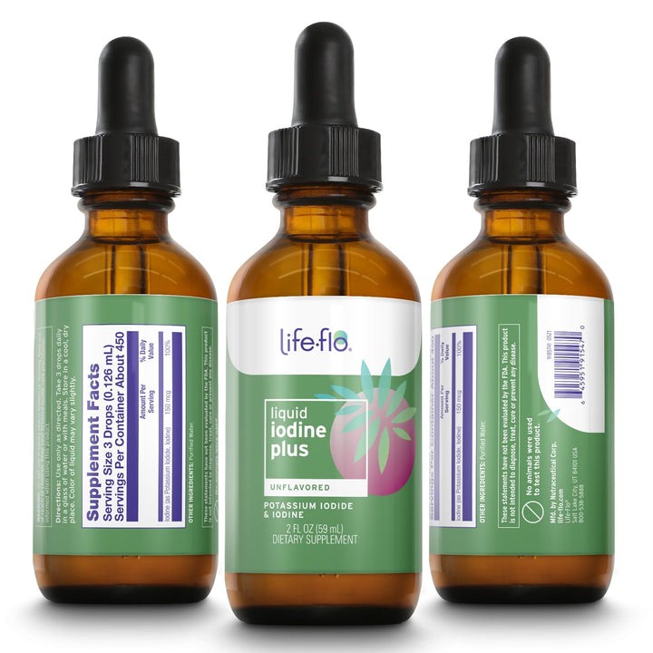 Life-flo Liquid Iodine Plus 150 mcg, Iodine Supplement for Thyroid Support,* Healthy Energy &amp; Metabolism Formula* with Iodine &amp; Potassium Iodide (Unflavored)