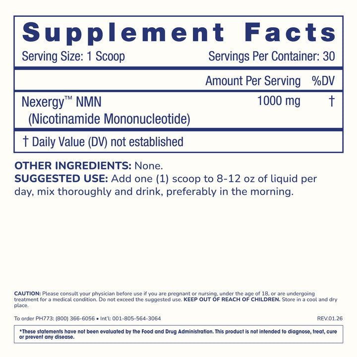 ProHealth Longevity Essentials NMN Powder (30 Grams) - Featuring Nexergy NMN Powder Supplement, NAD+ Precursor, Dietary Supplement, Cellular Health, Metabolism Support