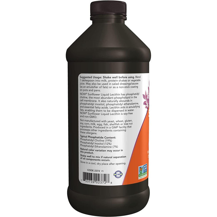 Now Foods Sunflower Liquid Lecithin 16oz - 2372 - 4 Pack