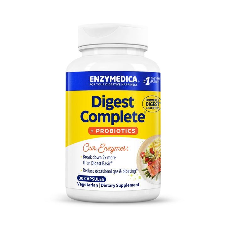 Enzymedica Digest Complete + Probiotics - Digestive Enzyme Supplement for Women &amp; Men, Enzyme and Probiotic Capsules for Digestion, Gut Health Support, Helps Gas &amp; Bloating, Vegetarian - 30 Caps