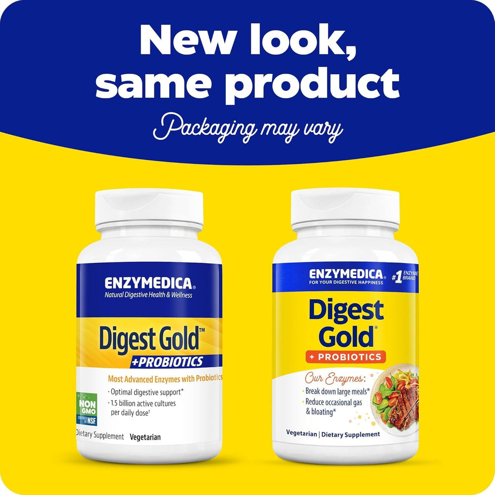 Enzymedica Digest Gold + Probiotics, 2-in-1 Formula for Gut Health, Digestive Enzymes & 1 Billion Active Probiotic Cultures, 45 Count - The Oasis of Health
