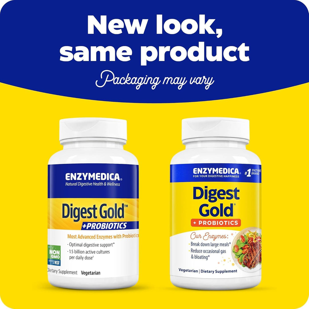 Enzymedica Digest Gold + Probiotics, 2-in-1 Formula for Gut Health, Digestive Enzymes &amp; 1 Billion Active Probiotic Cultures, 45 Count - The Oasis of Health