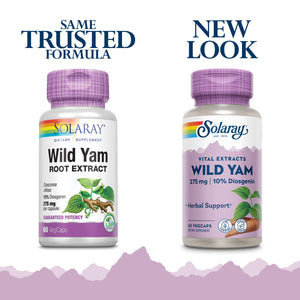 SOLARAY Guaranteed Potency Wild Yam Root Extract 275mg - 60 VegCaps - The Oasis of Health