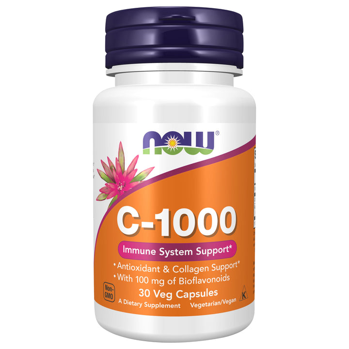Now Foods Supplements, Vitamin C-1,000 with Rose HIPS &amp; Bioflavonoids, Antioxidant Protection*, 30 Veg Capsules