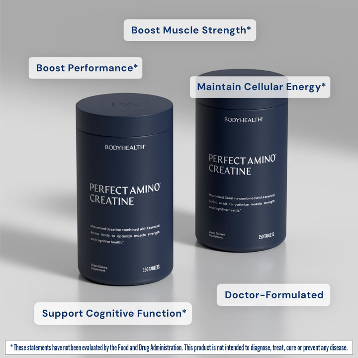 BodyHealth Creatine Monohydrate Tablets – Vegan Pre Workout Supplement with PerfectAmino, BCAAs &amp; EAAs – Keto-Friendly, Muscle Recovery &amp; Energy Support – 5g Creatine Equivalent per Serving