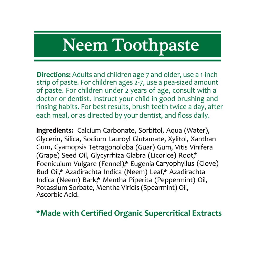 TheraNeem Neem Toothpaste - Herbal Tooth Paste for Teeth and Gums, Fluoride Free Toothpaste with Neem Leaf and Bark Extracts for Adults and Children - 4.23 oz (Pack of 1)