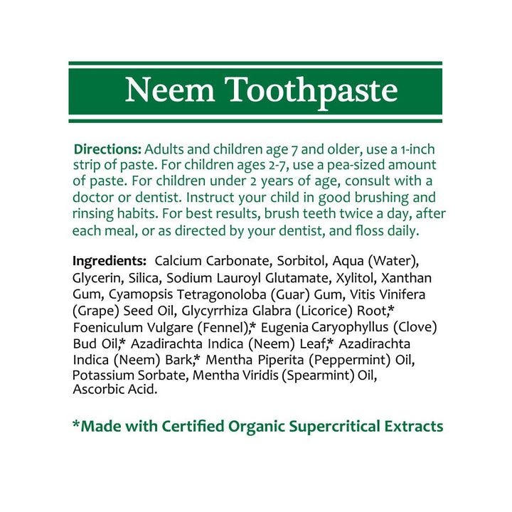 TheraNeem Neem Toothpaste - Herbal Tooth Paste for Teeth and Gums, Fluoride Free Toothpaste with Neem Leaf and Bark Extracts for Adults and Children - 4.23 oz (Pack of 1)