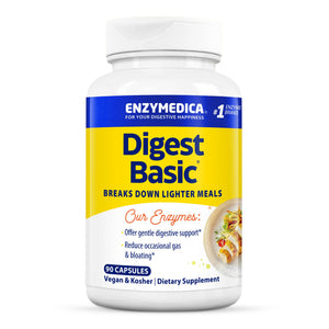 Enzymedica Digest Basic, Digestive Enzymes for Sensitive Stomachs, Offers Fast-Acting Gas & Bloating Relief, 90 Count - The Oasis of Health