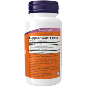 NOW Foods Supplements, Extra Strength Resveratrol 350mg, Natural Trans Resveratrol from 700 mg Japanese Knotweed Extract, 60 Veg Capsule - The Oasis of Health