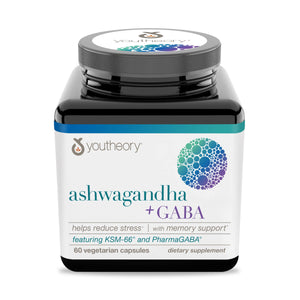 Youtheory Ashwagandha+GABA, 60 Vegetarian Capsules   WI0067 - The Oasis of Health