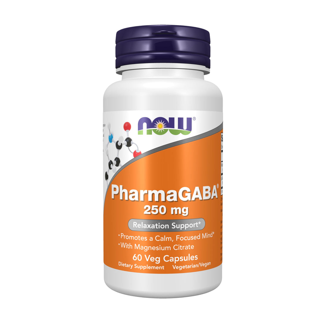 Now Foods Supplements, PharmaGABA 250 mg with Magnesium Citrate, 60 Veg Caps, Relaxation Support*