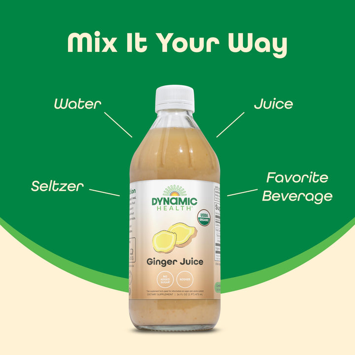 Dynamic Health Organic Ginger Juice – Bold, Plant-Powered Flavor for Wellness Support – USDA Organic, No Added Sugar, Kosher Certified – 31 Servings, 16 FL OZ