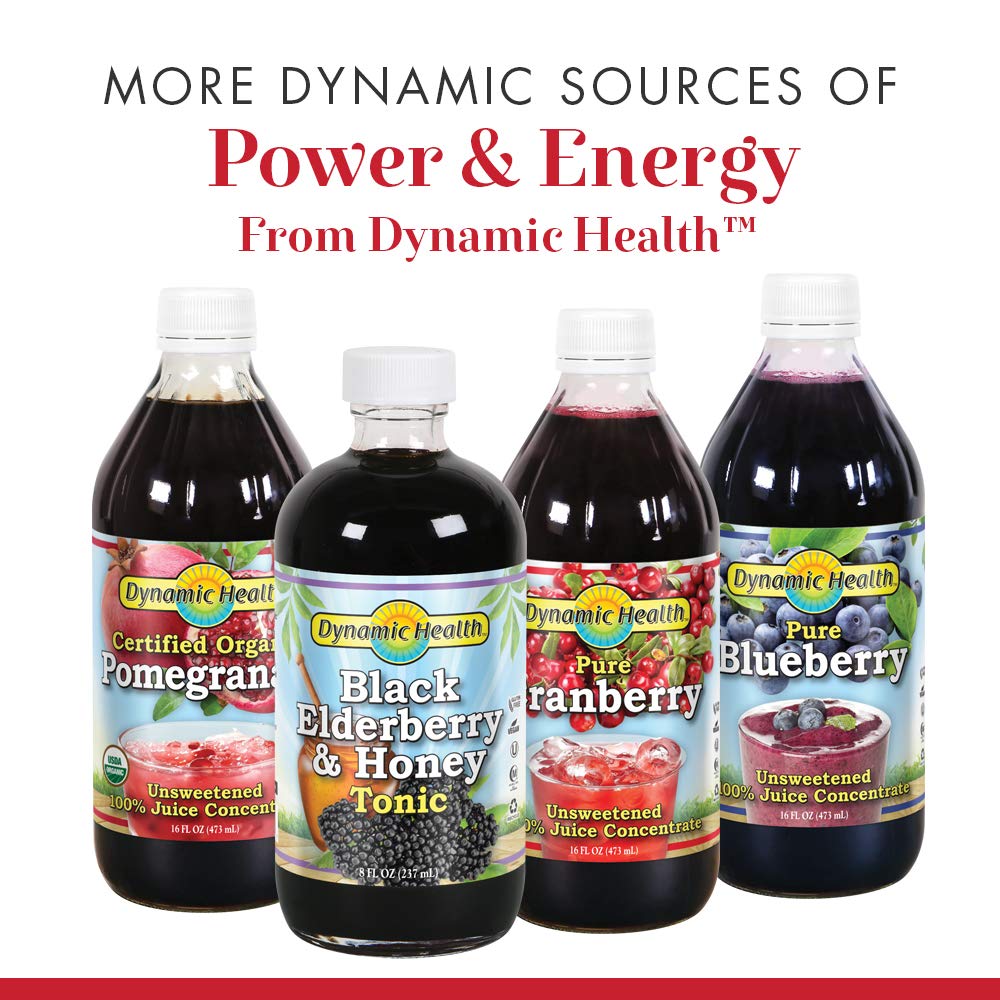 Dynamic Health Organic Tart Cherry Juice Concentrate - Unsweetened Montmorency Tart Cherry Juice, for Men &amp; Women, Source of Vitamins A, C, K, &amp; Antioxidants, Gluten Free, Kosher - 16 fl oz Bottle