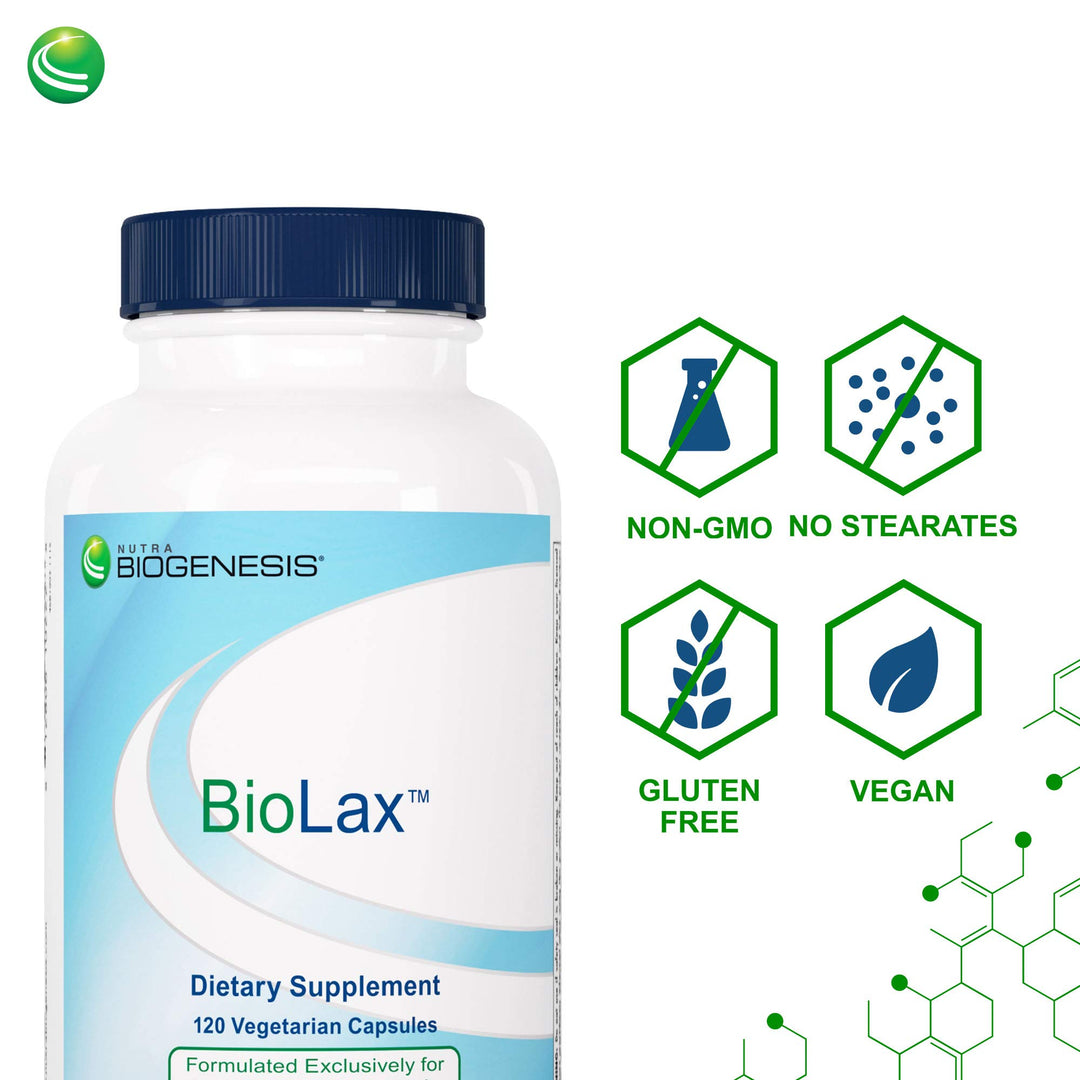 Nutra BioGenesis BioLax -Magnesium Citrate, Konjac, and Dietary Fiber to Help Support Digestive Health, Elimination &amp; Cleansing - Gluten Free, Vegan, Non-GMO - 120 Capsules