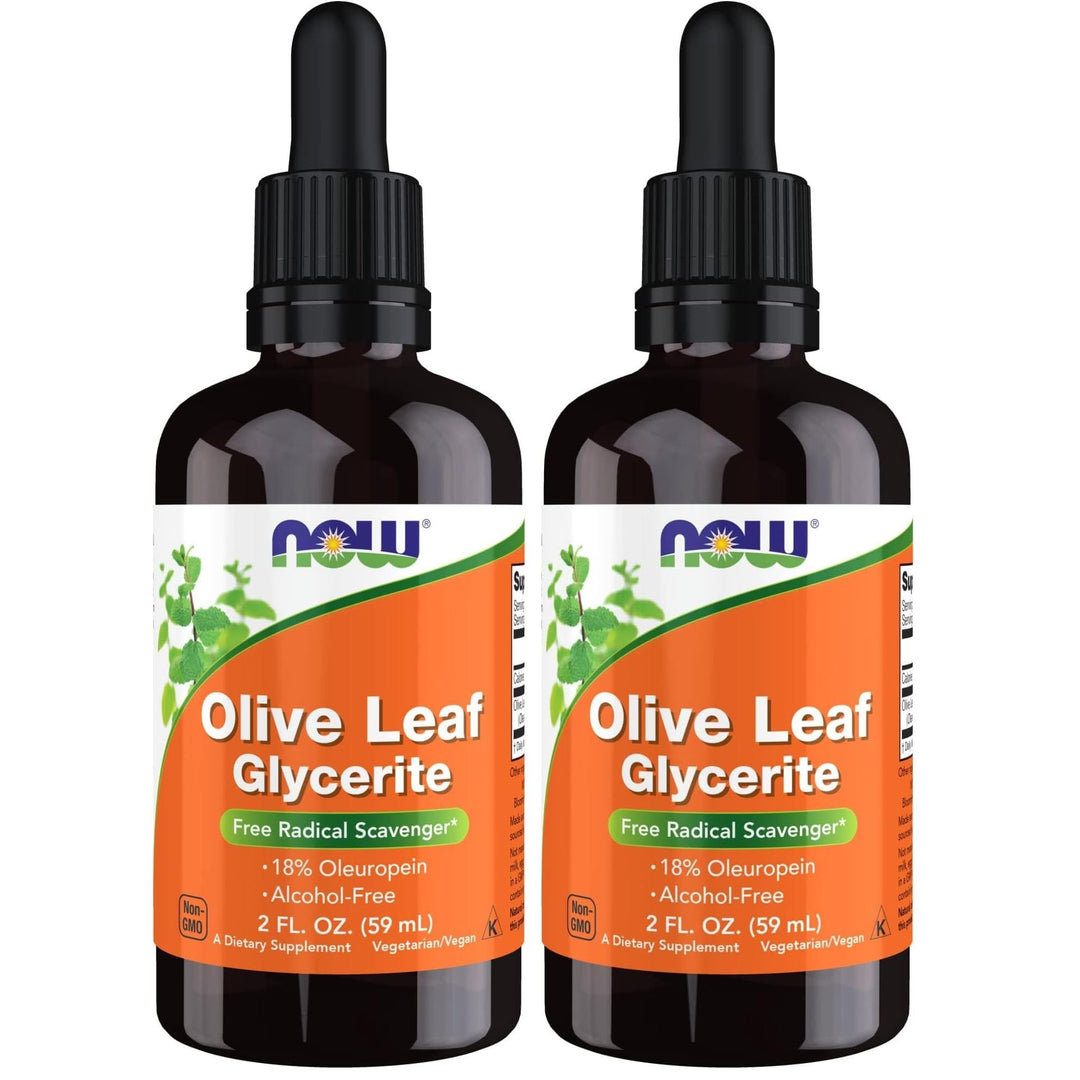NOW Supplements, Olive Leaf Glycerite Liquid, 18% Oleuropein, Dropper Included, Free Radical Scavenger*, 2-Ounce (Pack of 2)