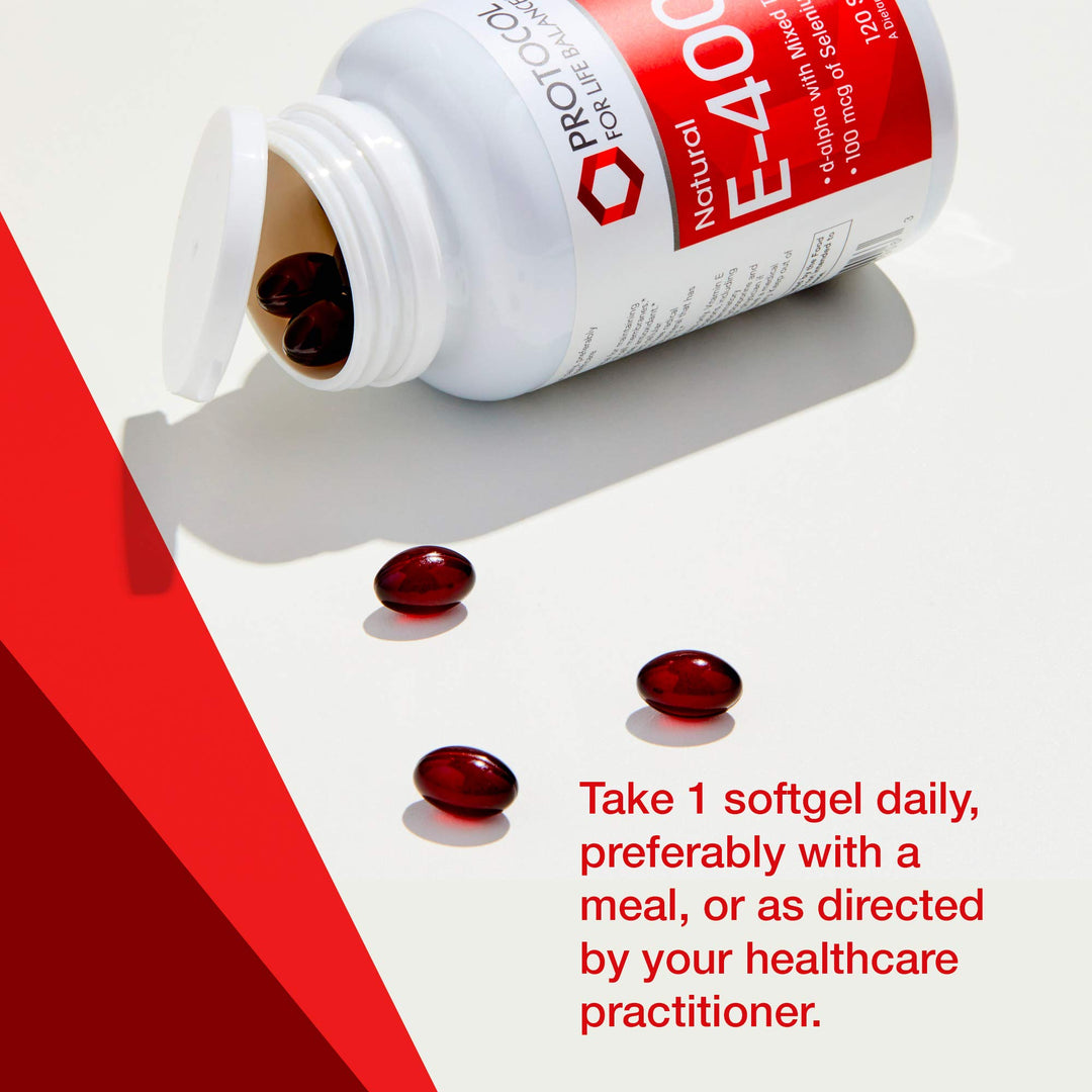 Antique White Protocol For Life Balance Natural E-400 MT Plus Selenium 120 Softgels - P0906
