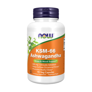 NOW Supplements, KSM-66 Ashwagandha?, Stress and Sleep Support, 90 Veg Capsules