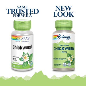 SOLARAY Chickweed 385 mg | Herbal Supplement | Healthy Digestion, Skin & Appetite Support | Non-GMO, Vegan & Lab Verified | 100 VegCaps | 01180 - The Oasis of Health