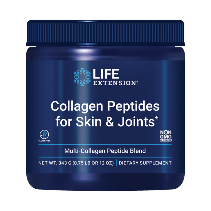 Life Extension Collagen Peptides for Skin &amp; Joints, Collagen Types I, II &amp; III in an Easy-Mix Powder, Gluten Free, Non-GMO, net Weight 343 Grams