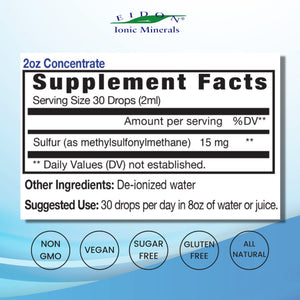 Eidon Ionic Minerals Liquid Sulfur Concentrate  2 Oz Bottle - The Oasis of Health