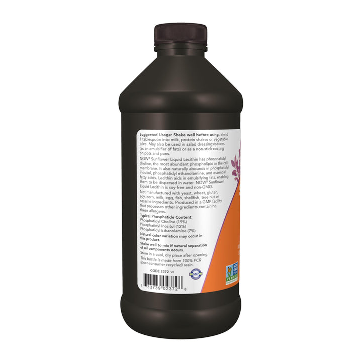 Now Foods Sunflower Liquid Lecithin 16oz - 2372 - 4 Pack