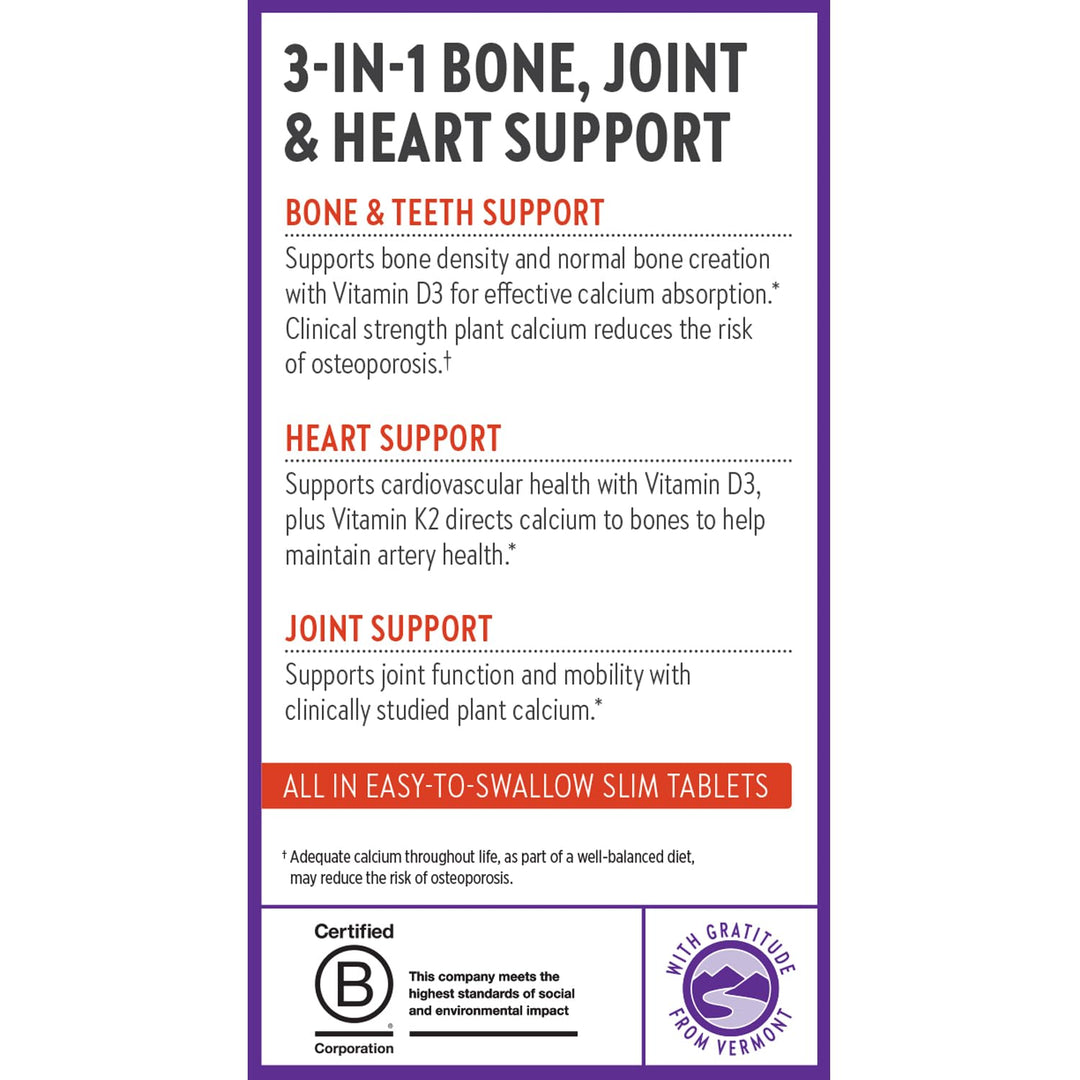 New Chapter Calcium Supplement - Bone Strength Plant-Based USDA Organic Calcium with Magnesium, Vitamin D3+K2, for Bone Health &amp; Joint Mobility, Heart Support, 905 mg dose - 270 Slim Tablets