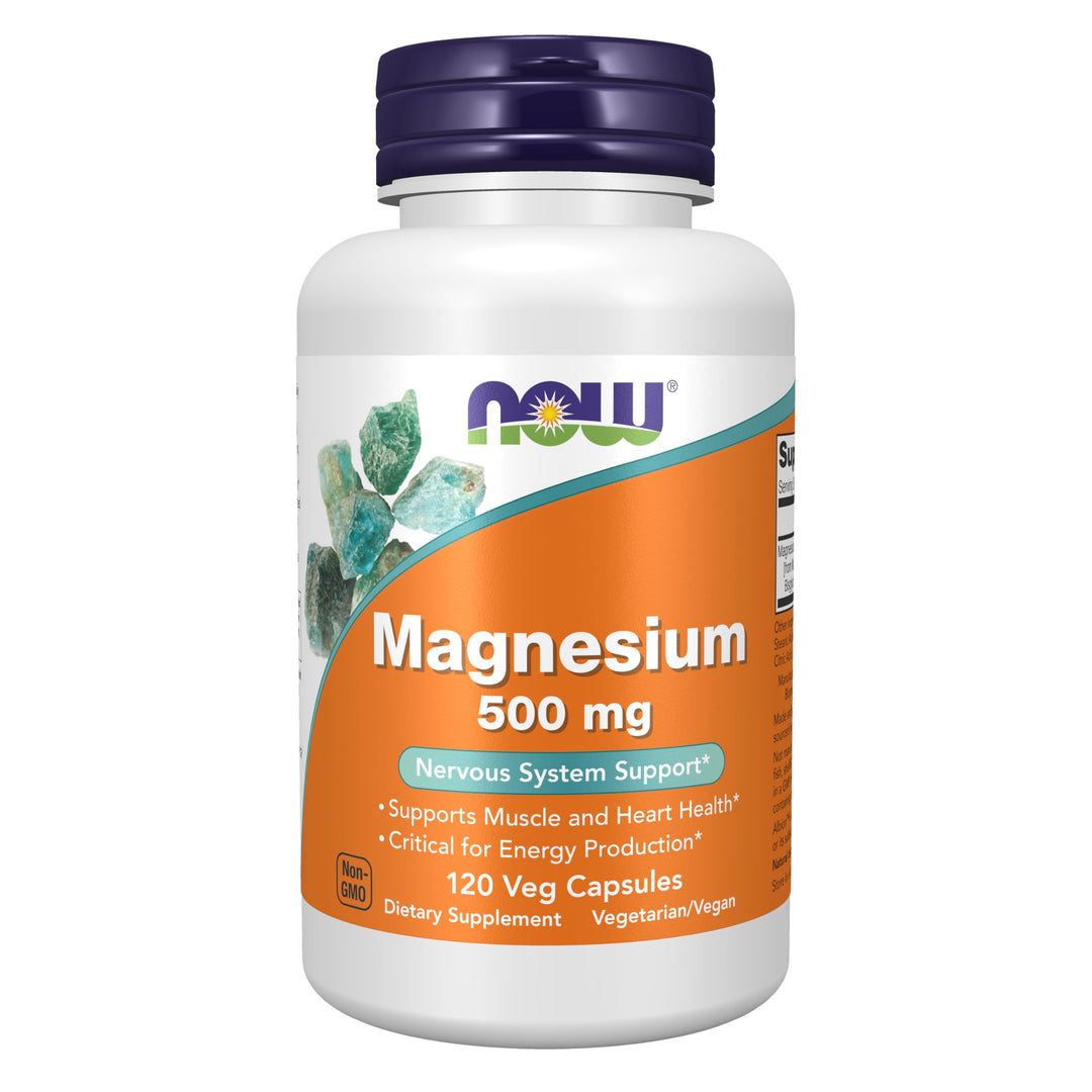 NOW Foods Now Supplements, Magnesium 500 mg, Nervous System Support*, 120 Veg Caps