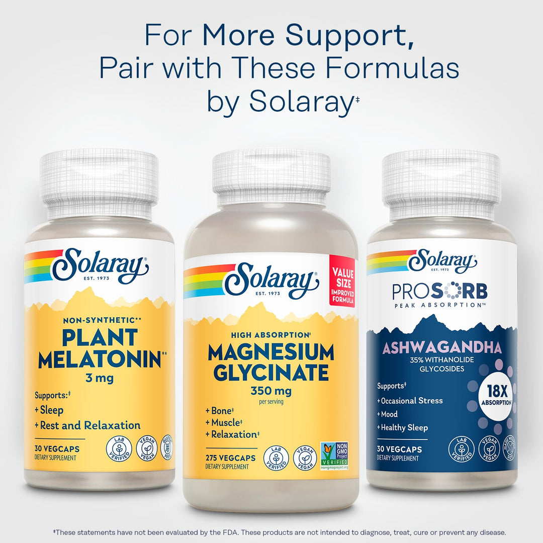 SOLARAY Plant Melatonin 3mg - Sleep Aid Supplement Made with Somato - Vegan, Non Synthetic, Nature-Derived Sleeping Pills Support - Gluten Free, Lab Verified - 30 Servings, 30 VegCaps