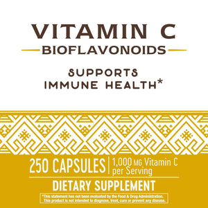 Nature's Way Vitamin C 500 mg with Bioflavonoids; 1000 mg Vitamin C per Serving; 250 Capsules - The Oasis of Health