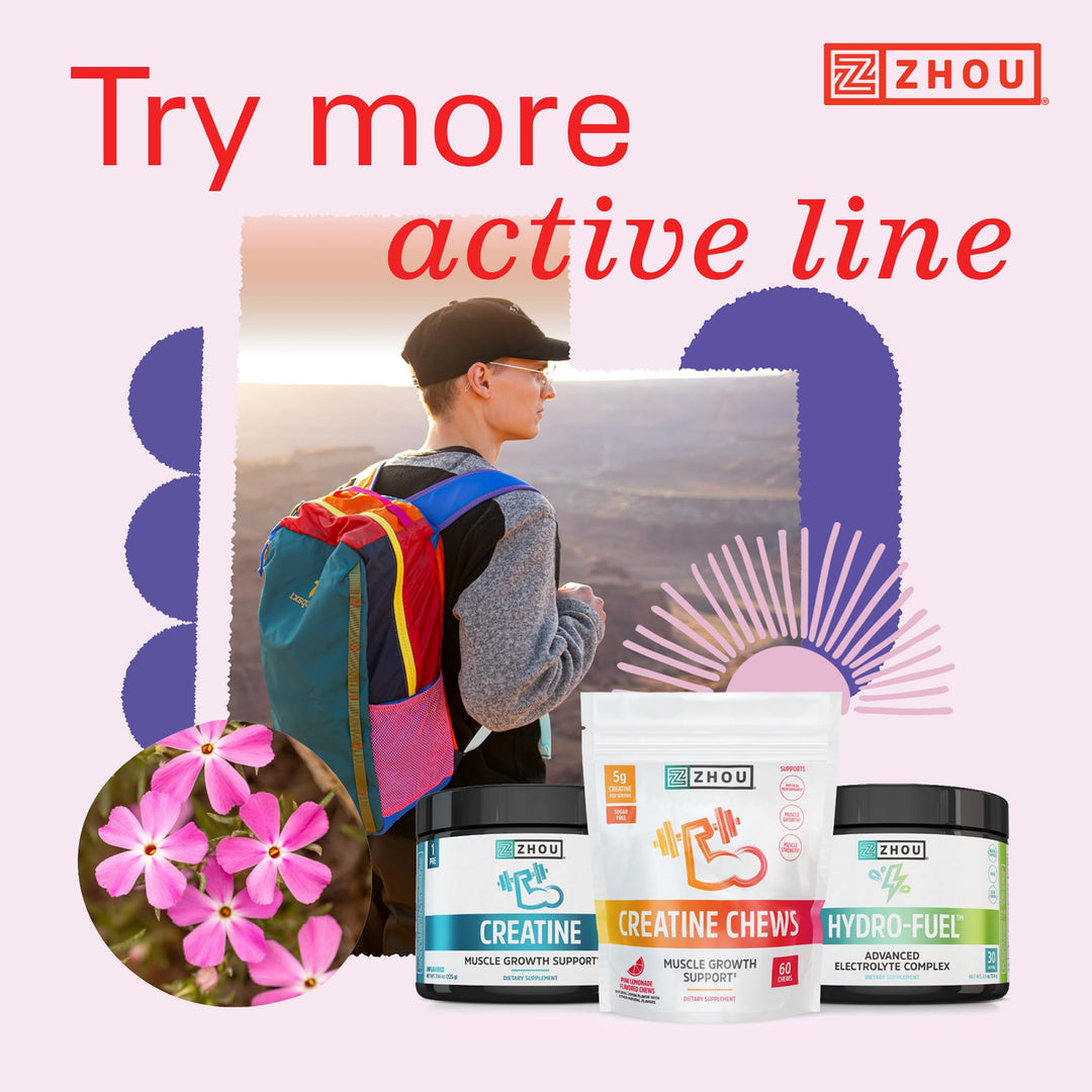 ZHOU Lite Up - Non Stim Powder, Nitric Oxide Precursor, Stim Free Supplement for Men &amp; Women, Caffeine Free Boost, Clean Formula - Berry Lemonade Flavor, 7.5 oz Jar (30 Scoops)