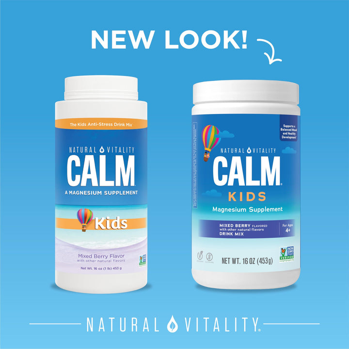 Natural Vitality Kids Calm Magnesium 16oz Powder | Mixed Berry Flavored Drink Mix Supplement | Supports a Balanced Mood and Healthy Development