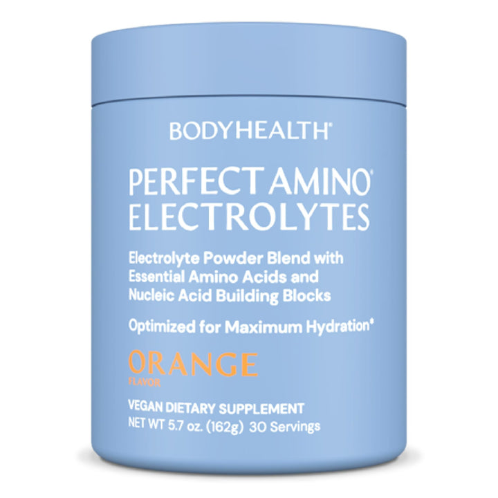 BodyHealth PerfectAmino Electrolytes Powder No Sugar, Keto Sugar Free Fasting Electrolytes Drink Mix, Hydration Powder with Trace Minerals - Orange - 30 Servings