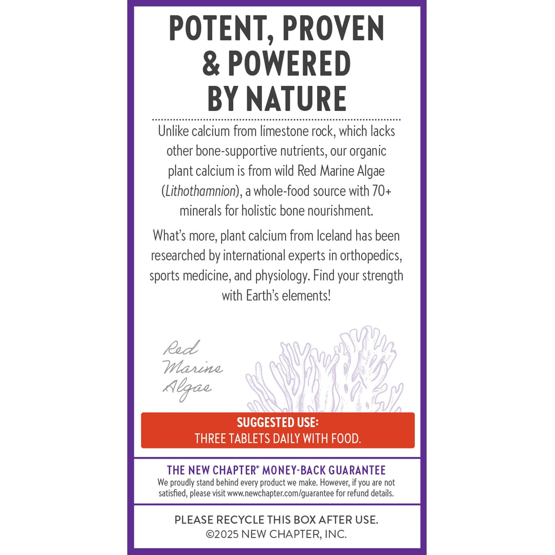New Chapter Calcium Supplement - Bone Strength Plant-Based USDA Organic Calcium with Magnesium, Vitamin D3+K2, for Bone Health &amp; Joint Mobility, Heart Support, 905 mg dose - 270 Slim Tablets