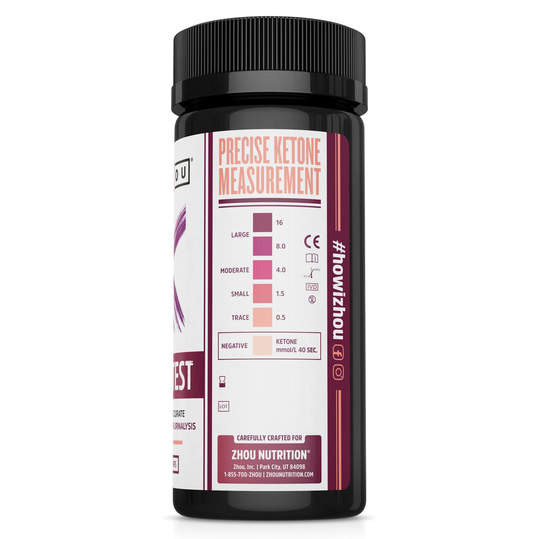 Zhou Keto Test Strips | Read Ketone Level with Ease During Keto, Paleo, Low-Carb Diets | Quick &amp; Easy | 125 Test Strips