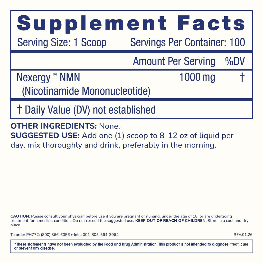 ProHealth Longevity Essentials NMN Powder (100 Grams) - Featuring Nexergy NMN Powder Supplement, NAD+ Precursor, Dietary Supplement, Cellular Health, Metabolism Support