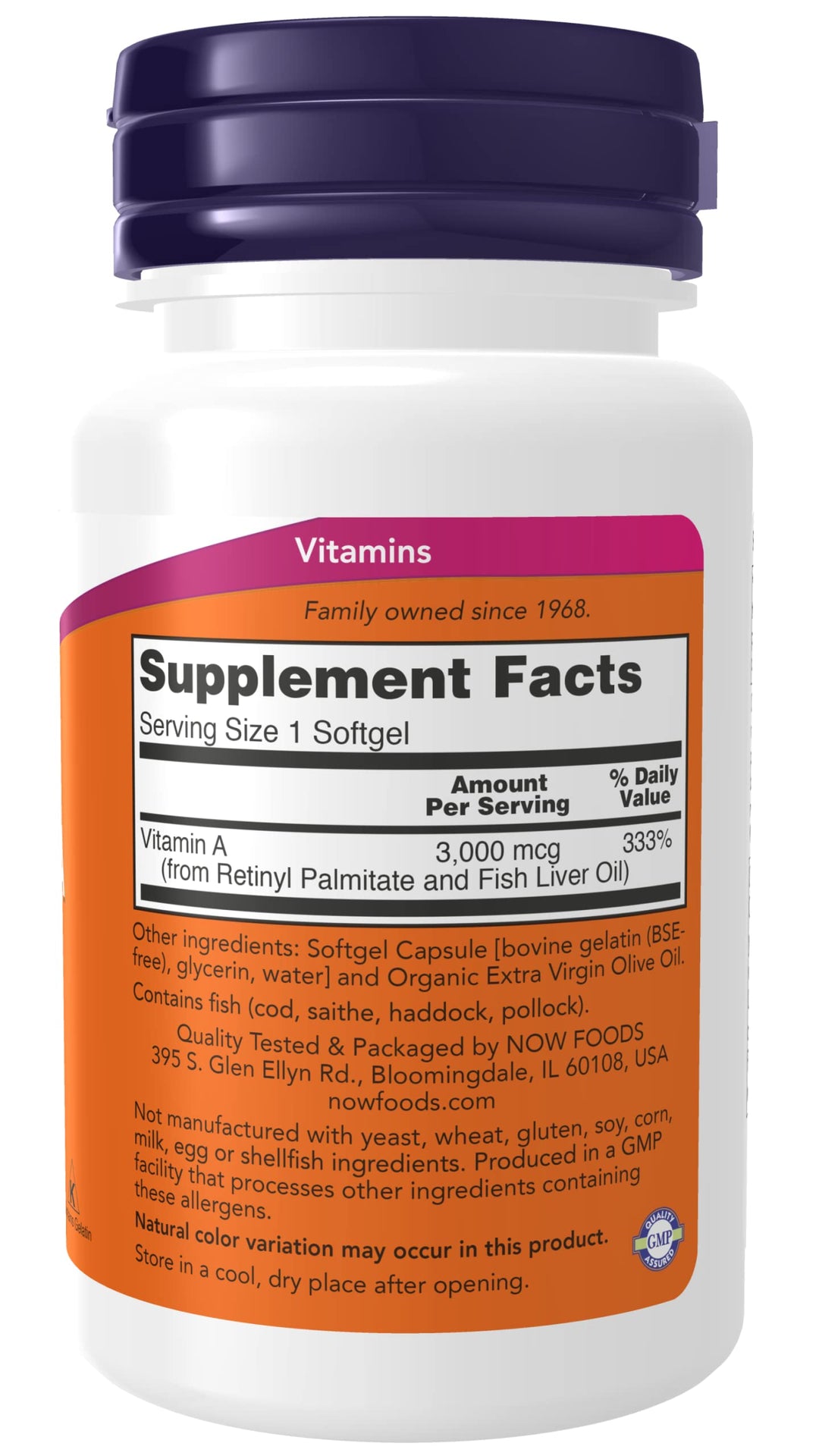 NOW Foods Vitamin A 10000 IU, 100 Sgels (Pack of 3)
