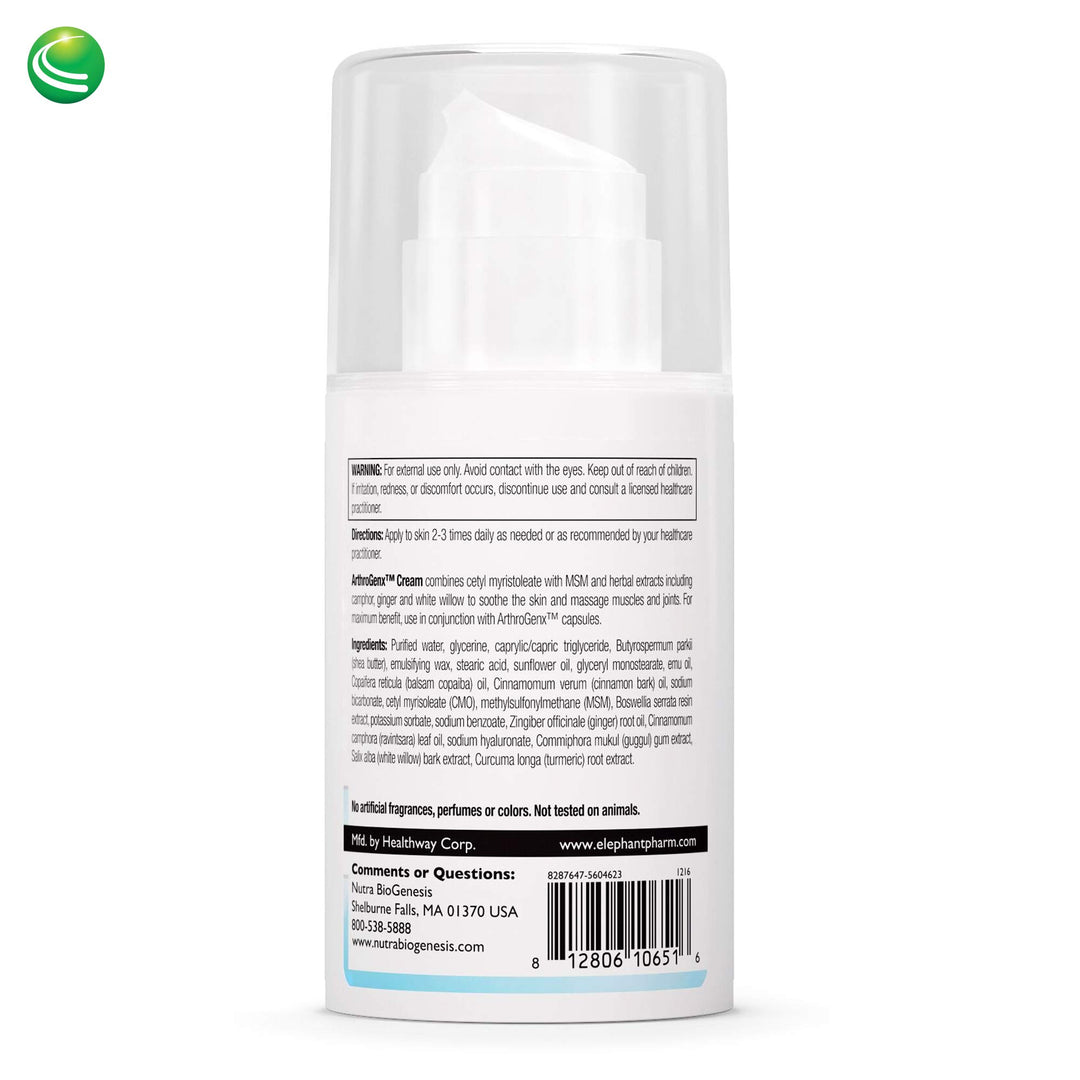 Nutra BioGenesis ArthroGenx Cream - Turmeric, Ginger and MSM to Help Soothe Skin and Massage Muscles &amp; Joints - 2 oz